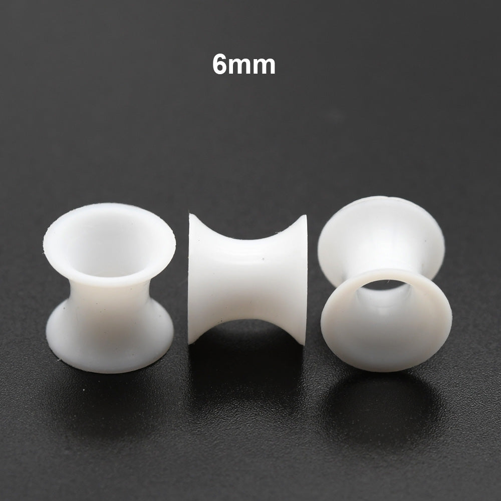 10 Pieces-Pack 3~24mm White Thin Ear Tunnels Silicone Tunnels 00G 10mm Plugs Ear Expander Earlets Lobe Piercing Large Gauge