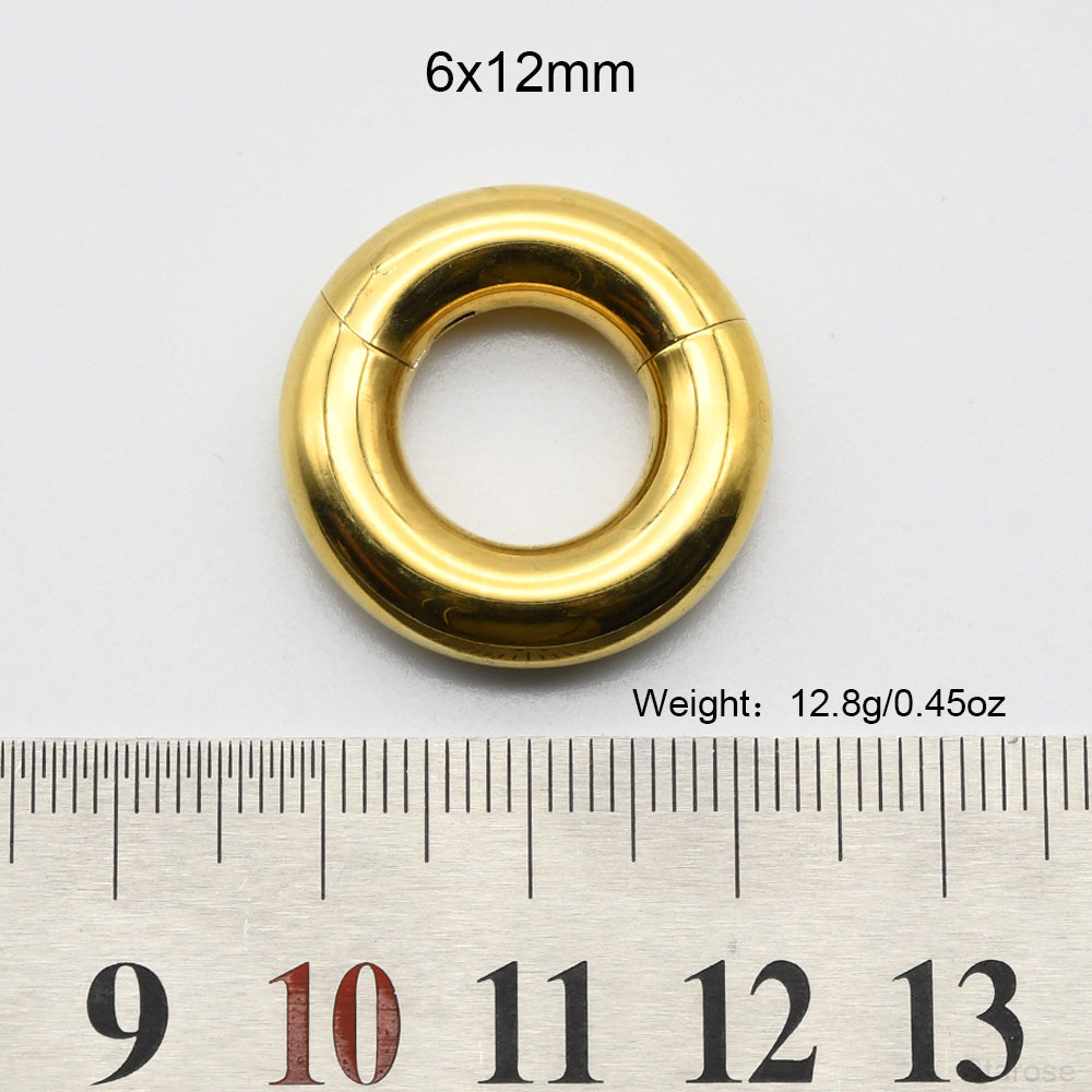 1 Piece Large Guage 12G/2mm to 00G/10mm 316L Stainless Steel Hinged Clicker Septum Rings Seamless Nose Ring Hoop Ear Piercing Earweight