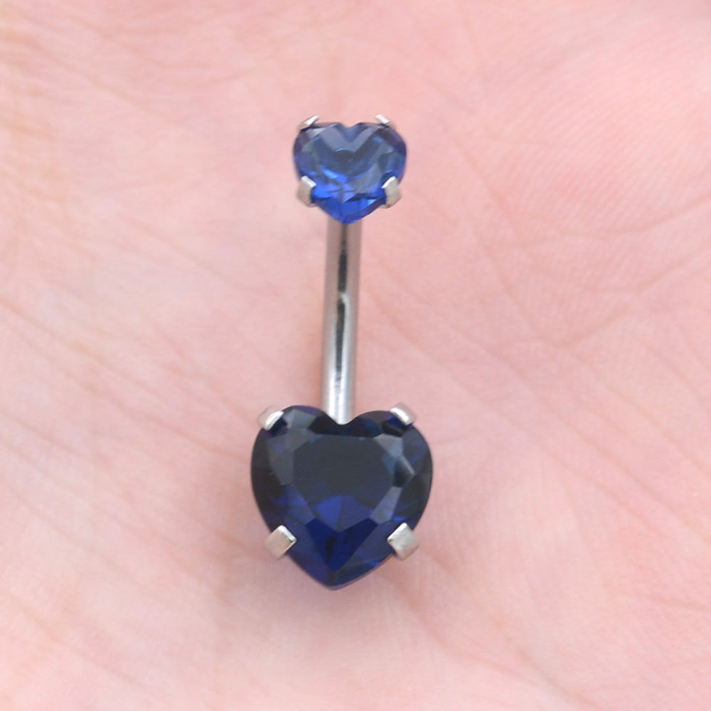 1 Piece Bright Zircon Heart Belly Button Rings Curved Barbell Piercing Navel Jewelry
