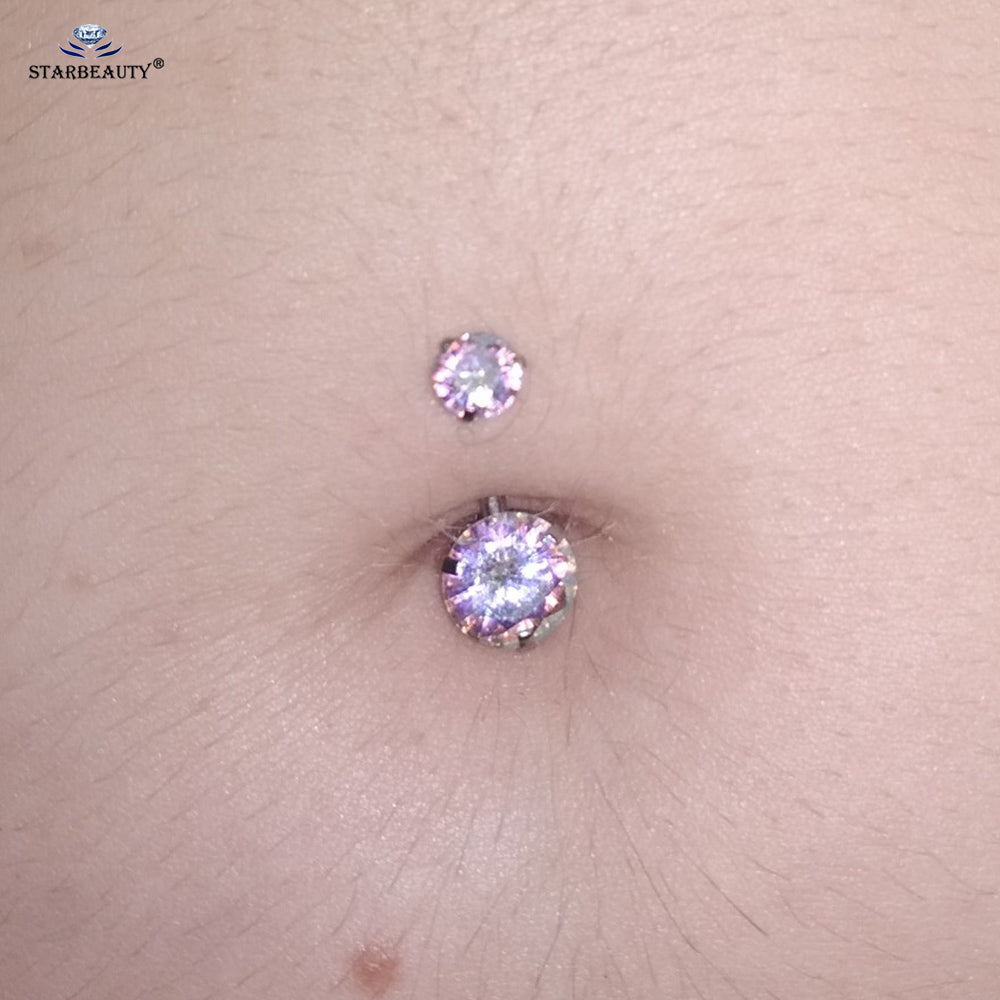 1 Piece Round Crystal Zircon Belly Button Rings Navel Piercing Barbell Jewelry