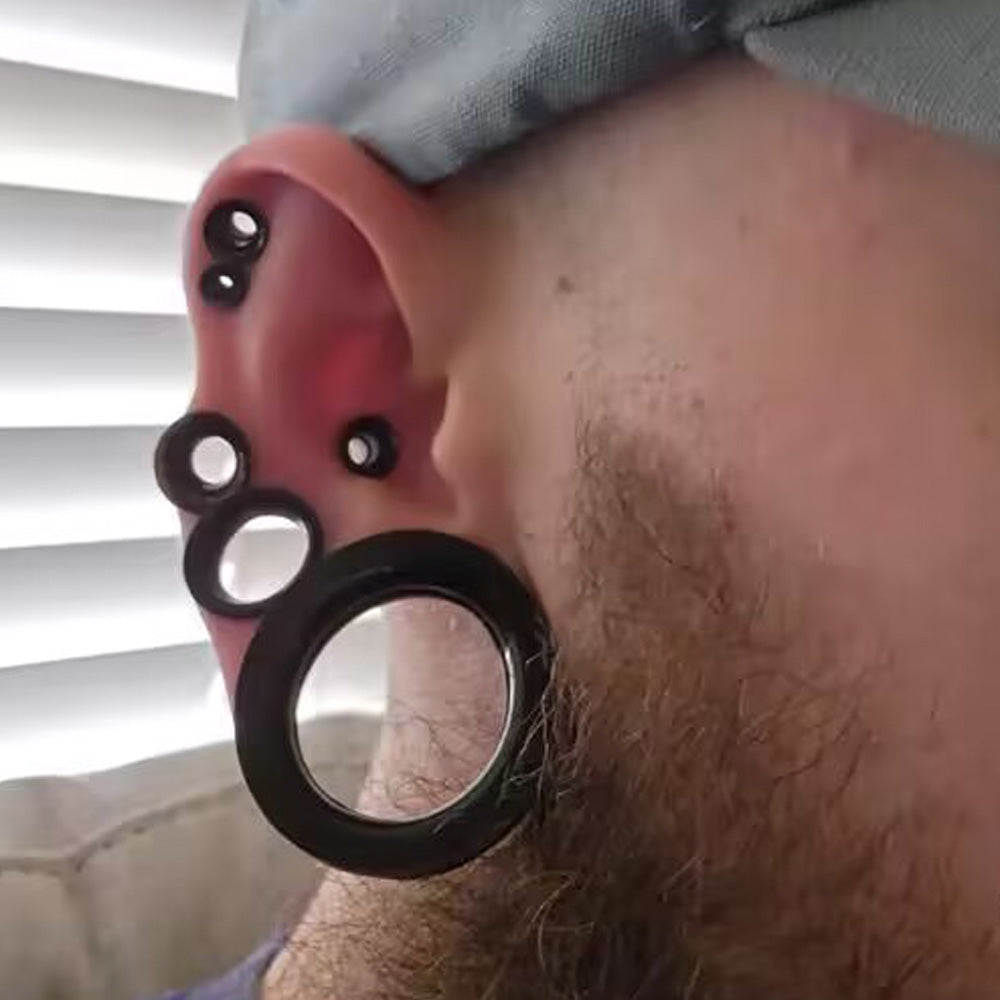 10 Pieces-Pack New Black Silicone Tunnels with Colored Sequins 00G 8G 14mm Silicone Ear Plugs for Women Men Ear Stretcher Ear Piercing Lobe Earringsrtable for Men and Women