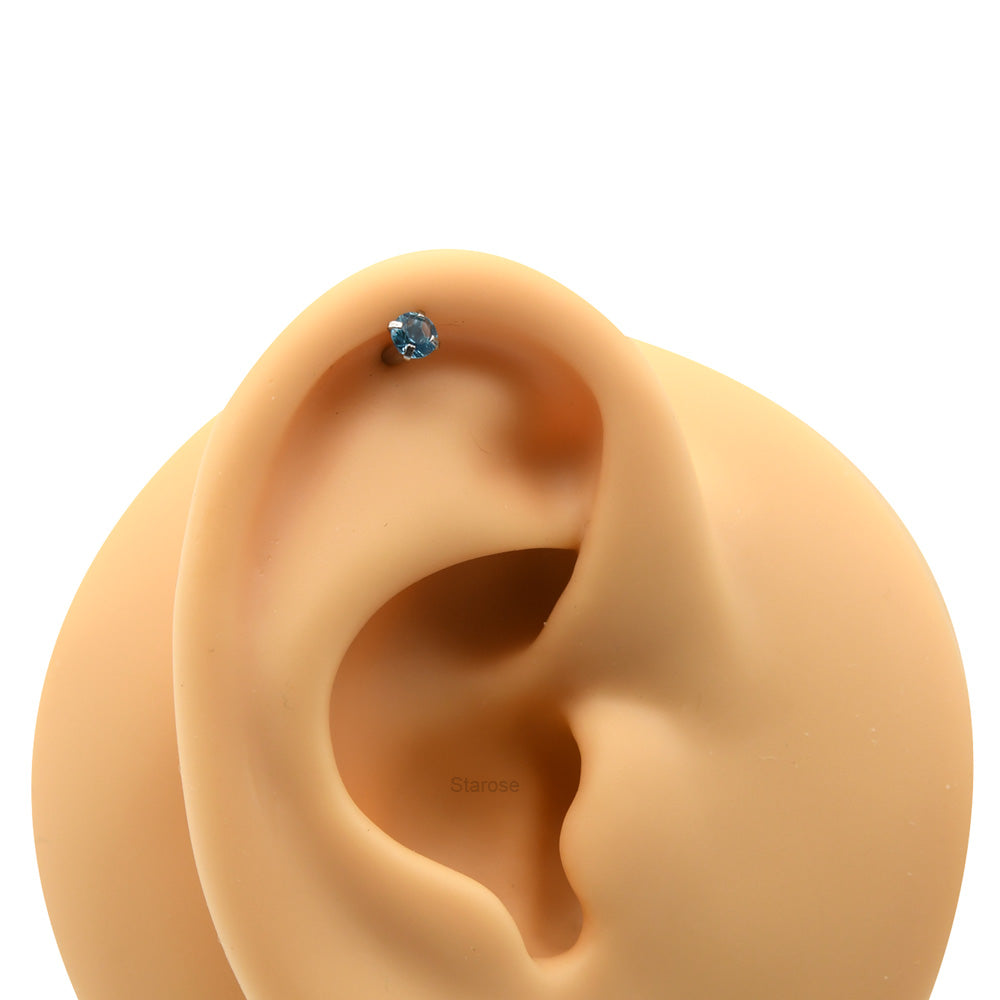 1 Piece Snake Eyes Piercing Eyebrow Ring Vertical Labret Stud with Zircon Helix Piercing Jewelry