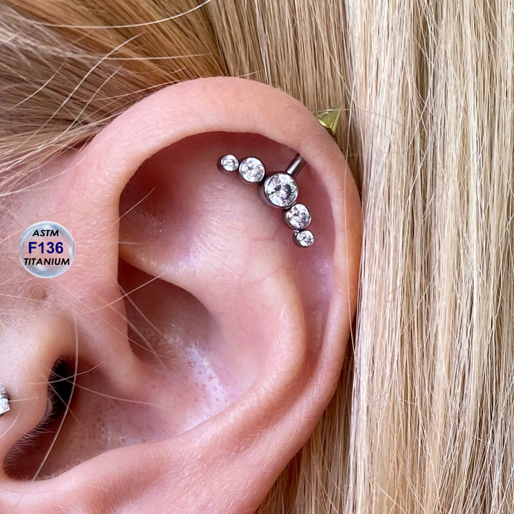 1 Piece ASTM F136 Titanium Vertical Helix Piercing Zircon Ear Piercing Body Jewelry
