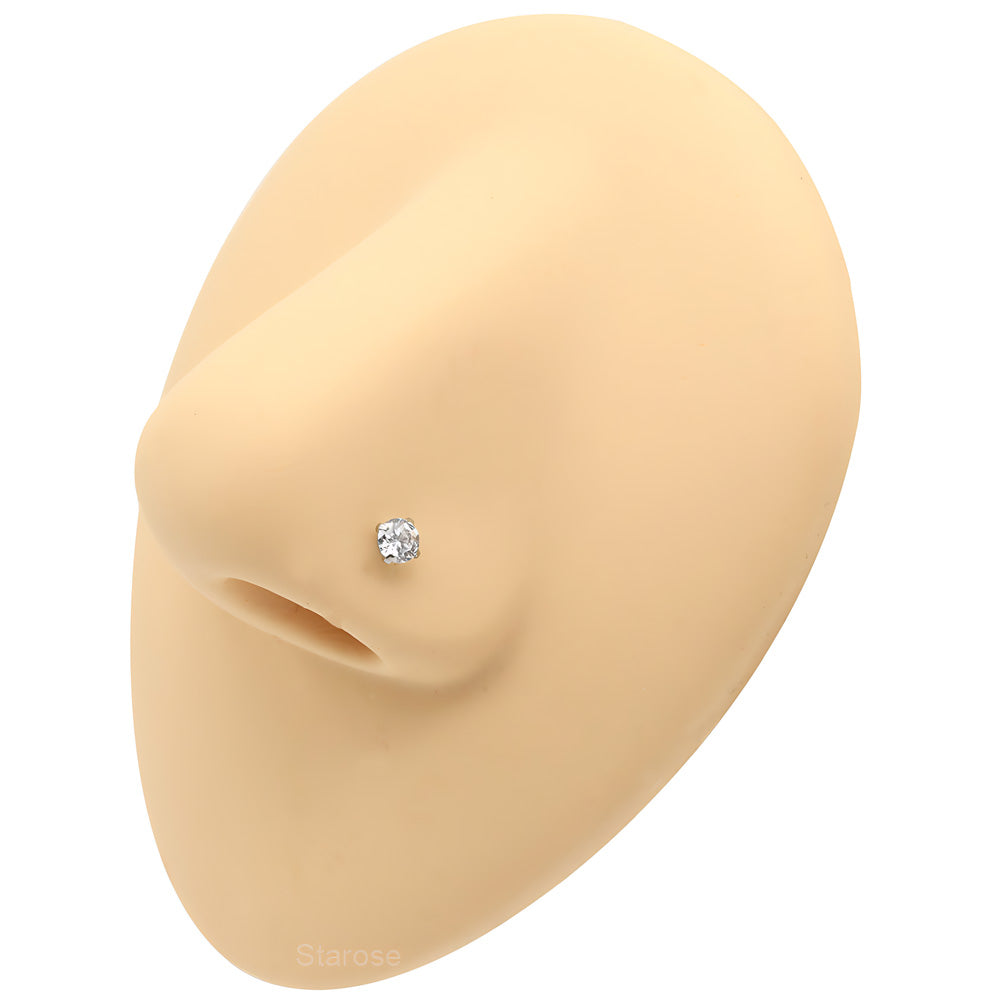3Pcs Pack 0.8x7mm Bone Round Star Heart Crystal Nose Studs Stainless Steel Lip Nose Piercing Ear Jewelry