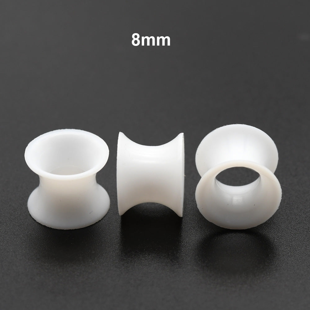10 Pieces-Pack 3~24mm White Thin Ear Tunnels Silicone Tunnels 00G 10mm Plugs Ear Expander Earlets Lobe Piercing Large Gauge