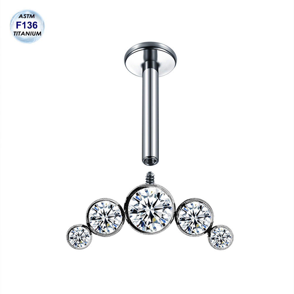1 Piece ASTM F136 Titanium Vertical Helix Piercing Zircon Ear Piercing Body Jewelry