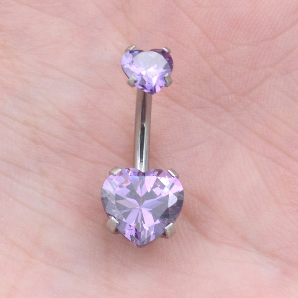1 Piece Bright Zircon Heart Belly Button Rings Curved Barbell Piercing Navel Jewelry