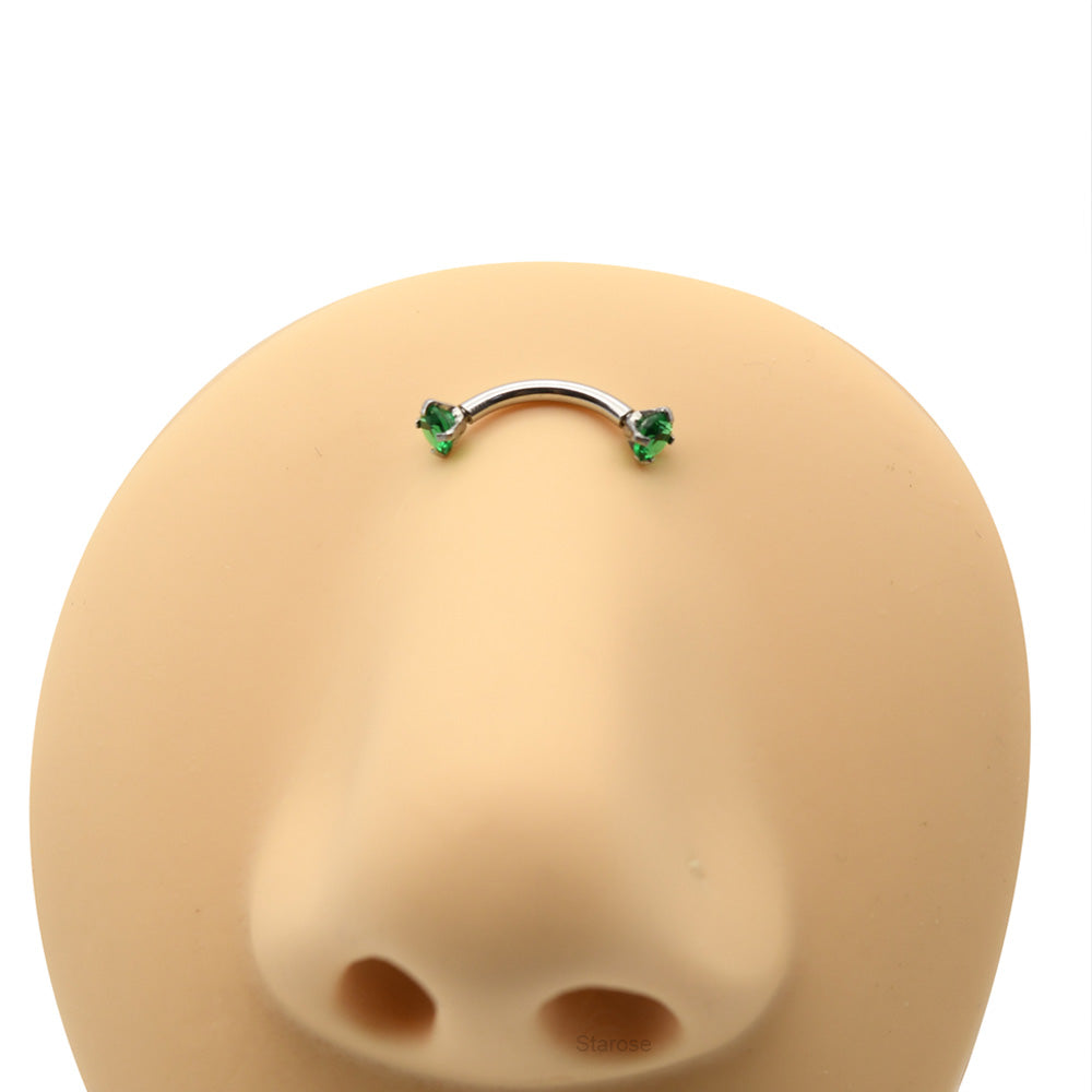 1 Piece Snake Eyes Piercing Eyebrow Ring Vertical Labret Stud with Zircon Helix Piercing Jewelry