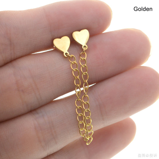 1 Piece 60mm Chain Tassel Earrings Stainless Steel Heart Conch Piercing Ear Jewelry