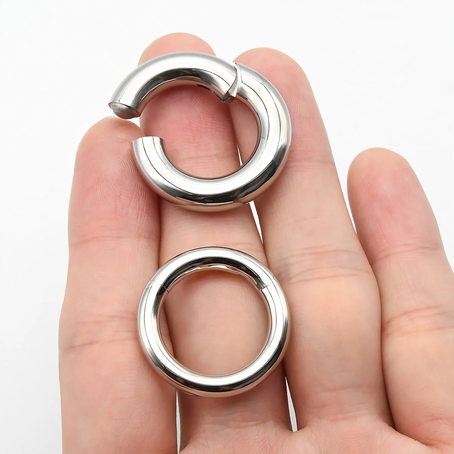 1 PAIR High Polished 316L Surgical Steel Nose Ring Hoop Ear Piercing Jewelry Hinged Clicker Piercing for Septum Labret BCR 18G-00G