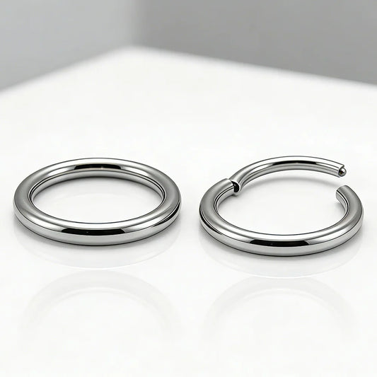 1 PAIR High Polished 316L Surgical Steel Nose Ring Hoop Ear Piercing Jewelry Hinged Clicker Piercing for Septum Labret BCR 18G-00G