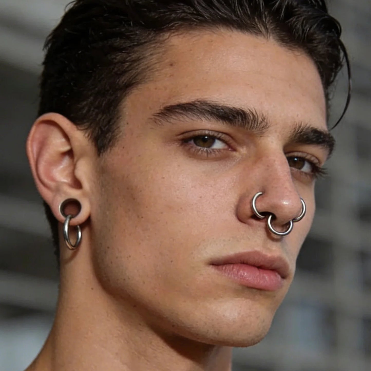 1 PAIR High Polished 316L Surgical Steel Nose Ring Hoop Ear Piercing Jewelry Hinged Clicker Piercing for Septum Labret BCR 18G-00G