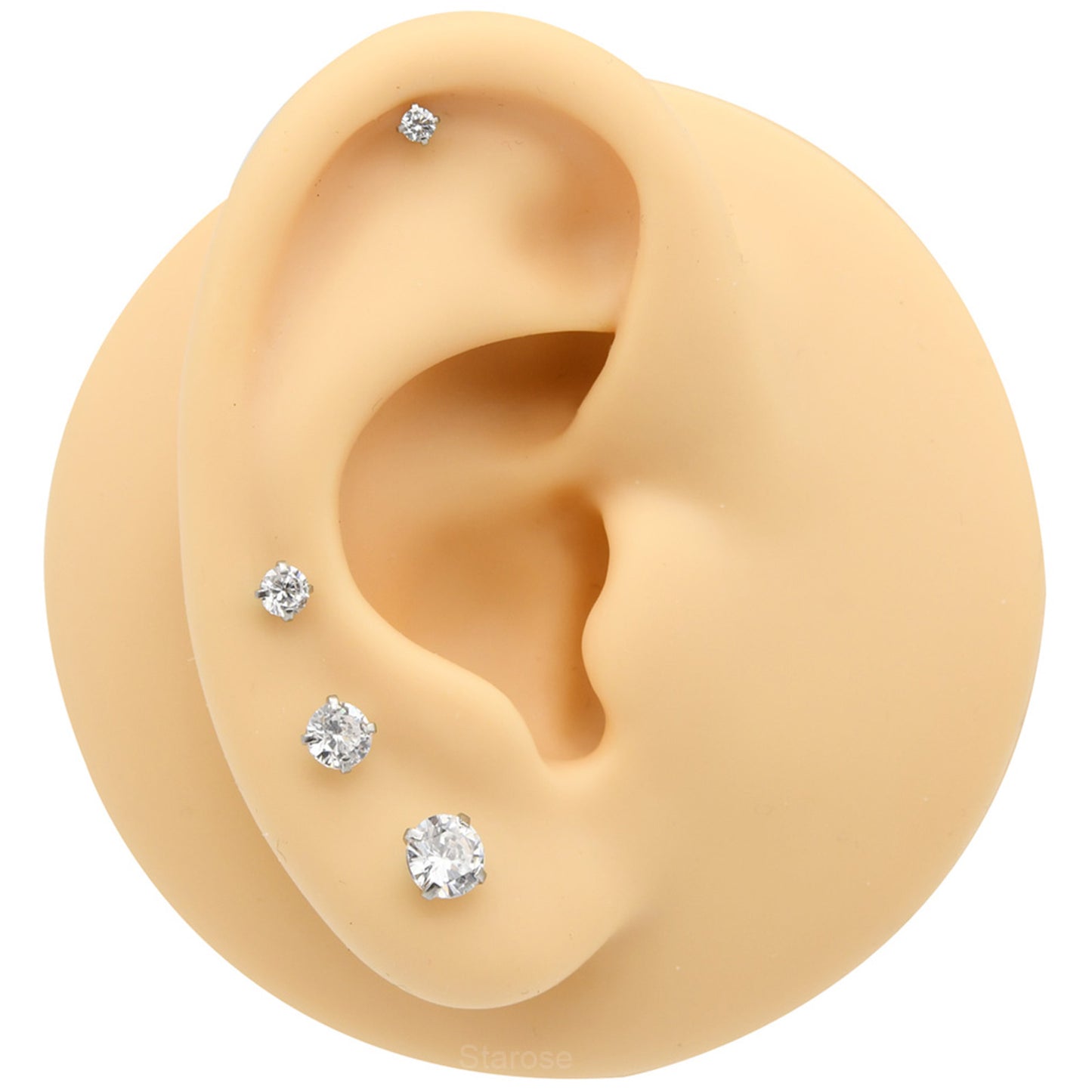 4 Pairs Set 316L Surgical Steel Labret Ear Nose Stud with 2-5mm Round CZ Flat Back Medusa Piercing Helix Cartilage Earrings 16G