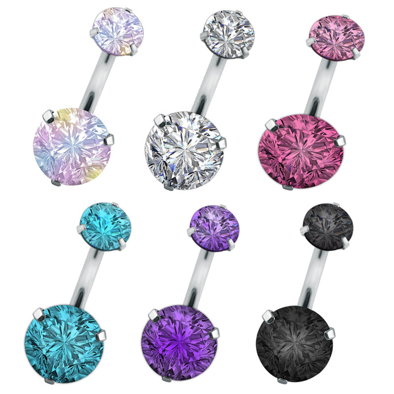 1 Piece Round Crystal Zircon Belly Button Rings Navel Piercing Barbell Jewelry