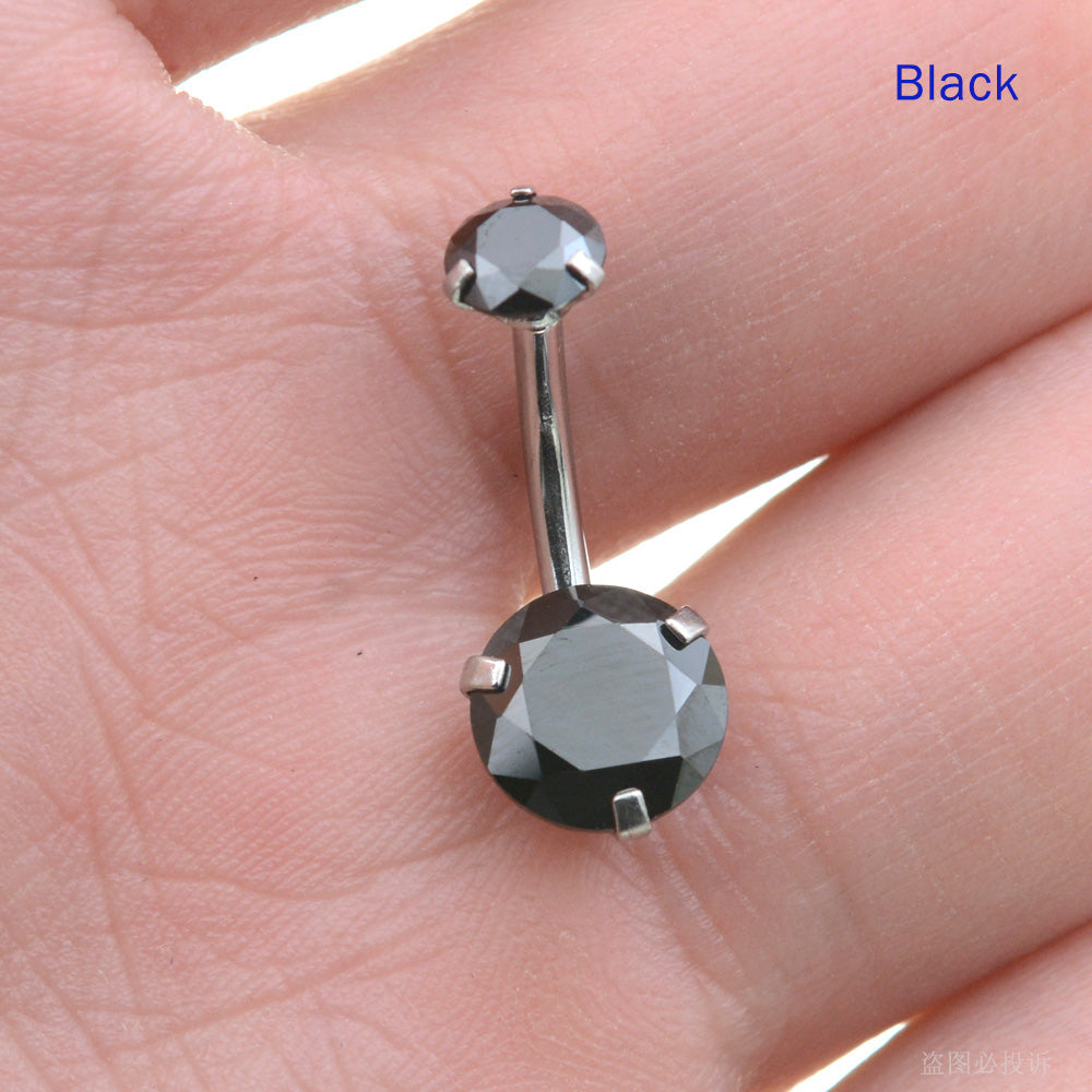 1 Piece Round Crystal Zircon Belly Button Rings Navel Piercing Barbell Jewelry