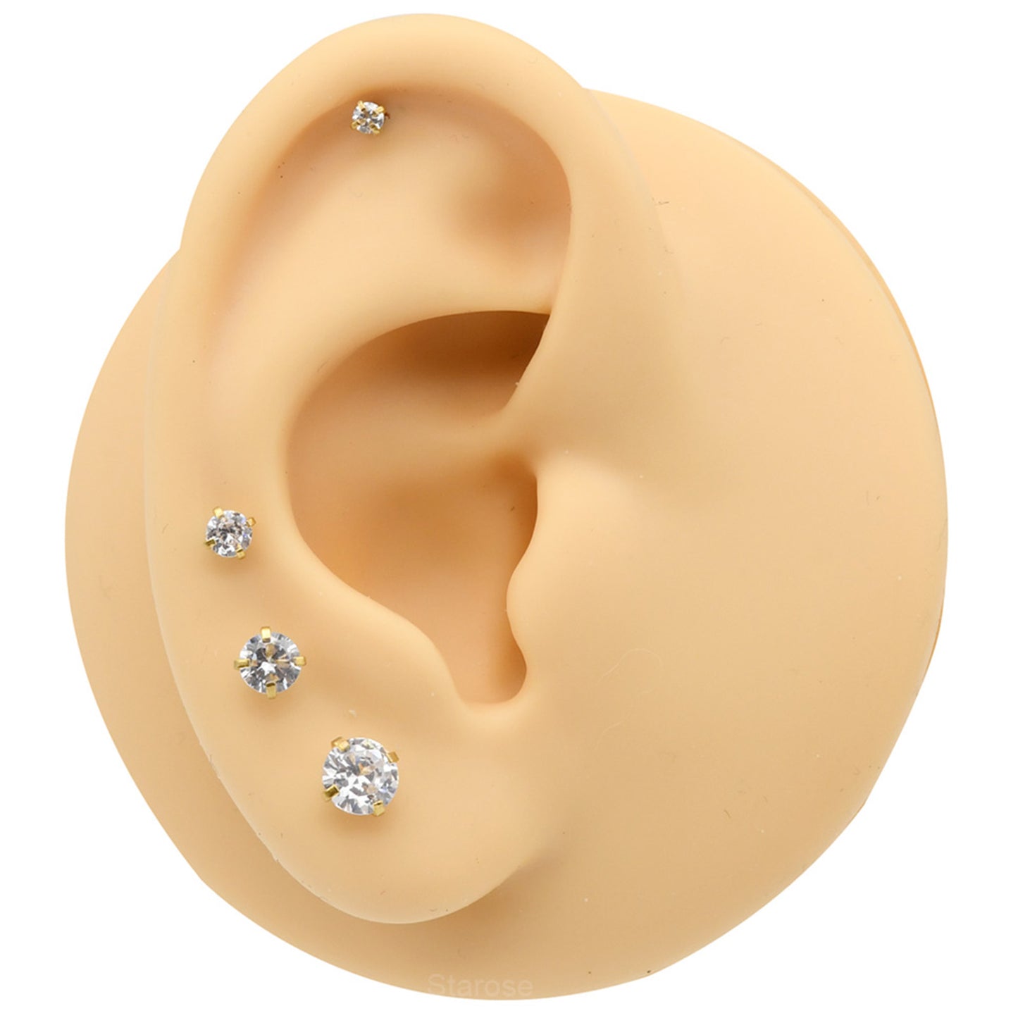 4 Pairs Set 316L Surgical Steel Labret Ear Nose Stud with 2-5mm Round CZ Flat Back Medusa Piercing Helix Cartilage Earrings 16G