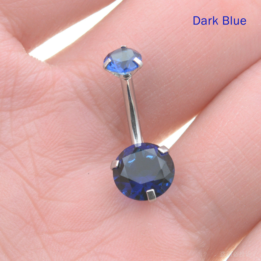 1 Piece Round Crystal Zircon Belly Button Rings Navel Piercing Barbell Jewelry