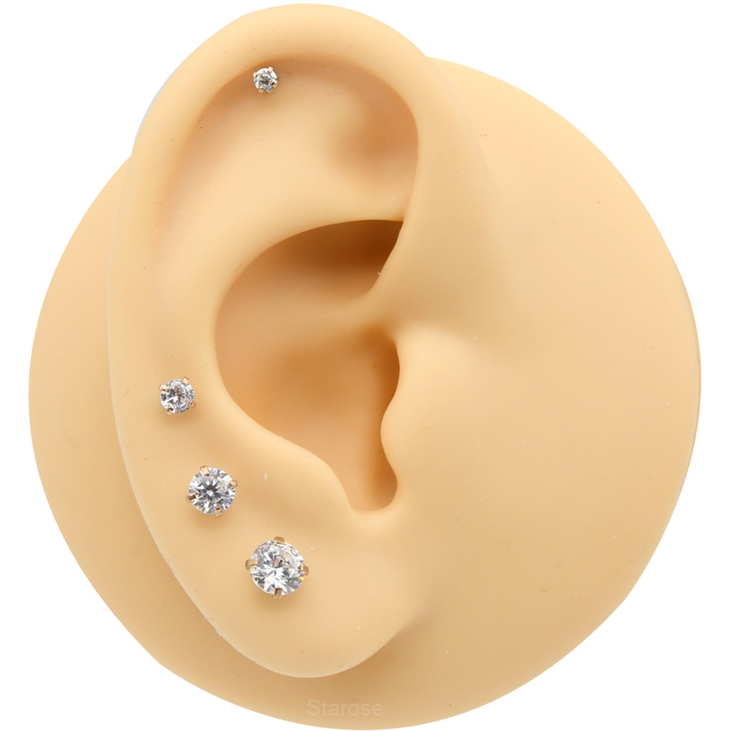4 Pairs Set 316L Surgical Steel Labret Ear Nose Stud with 2-5mm Round CZ Flat Back Medusa Piercing Helix Cartilage Earrings 16G