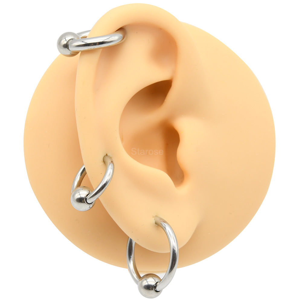1 Piece Stainless Steel Captive Bead Ring Nose Piercing Lobe Earrings Weight