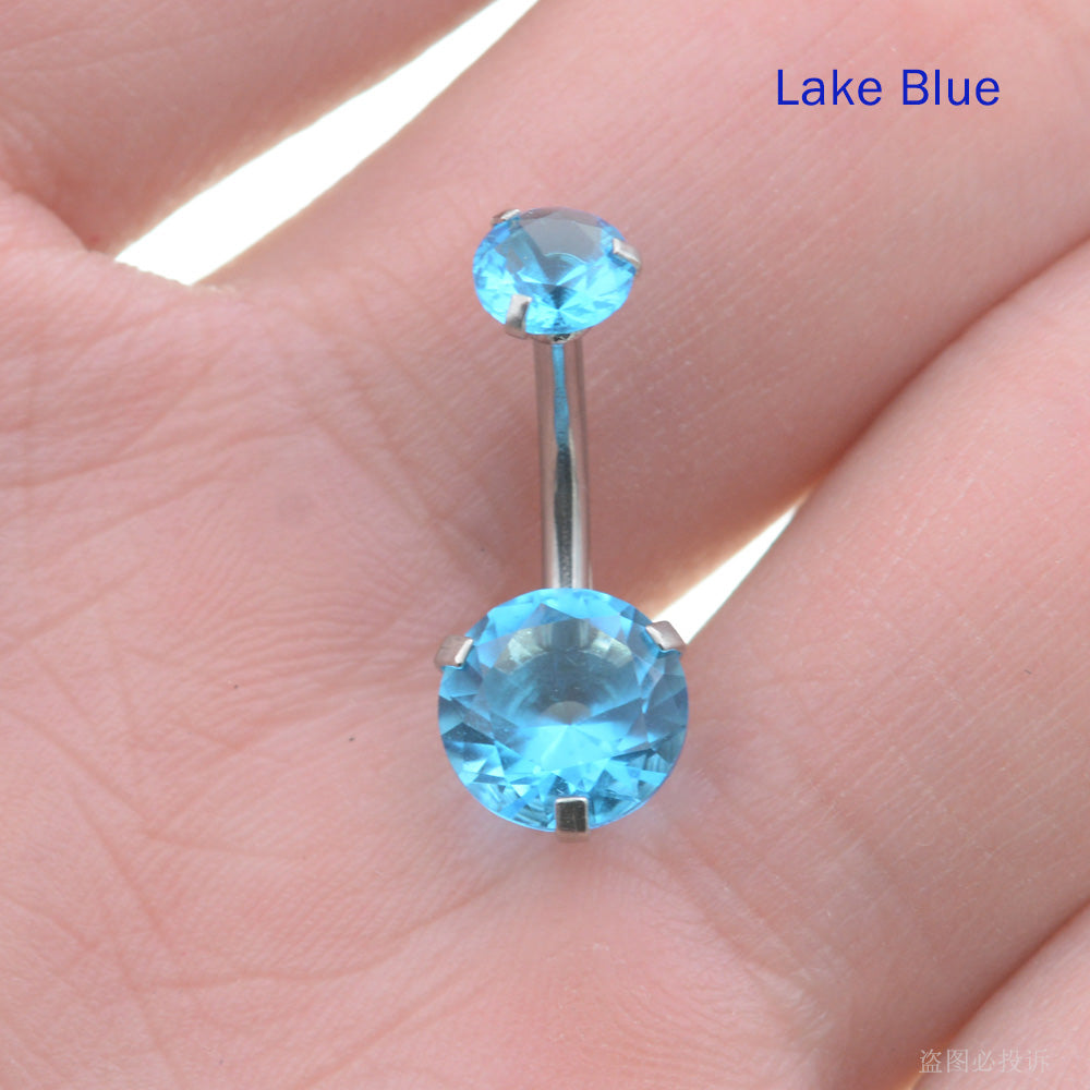 1 Piece Round Crystal Zircon Belly Button Rings Navel Piercing Barbell Jewelry