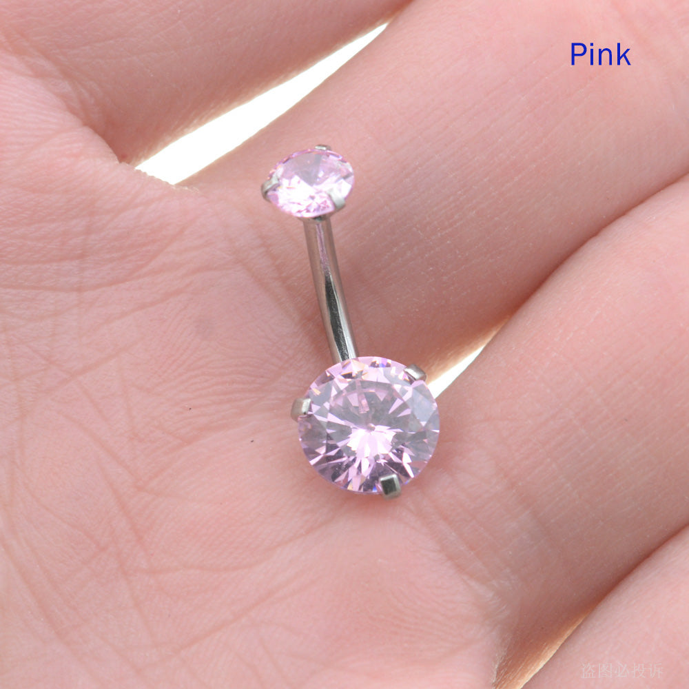 1 Piece Round Crystal Zircon Belly Button Rings Navel Piercing Barbell Jewelry