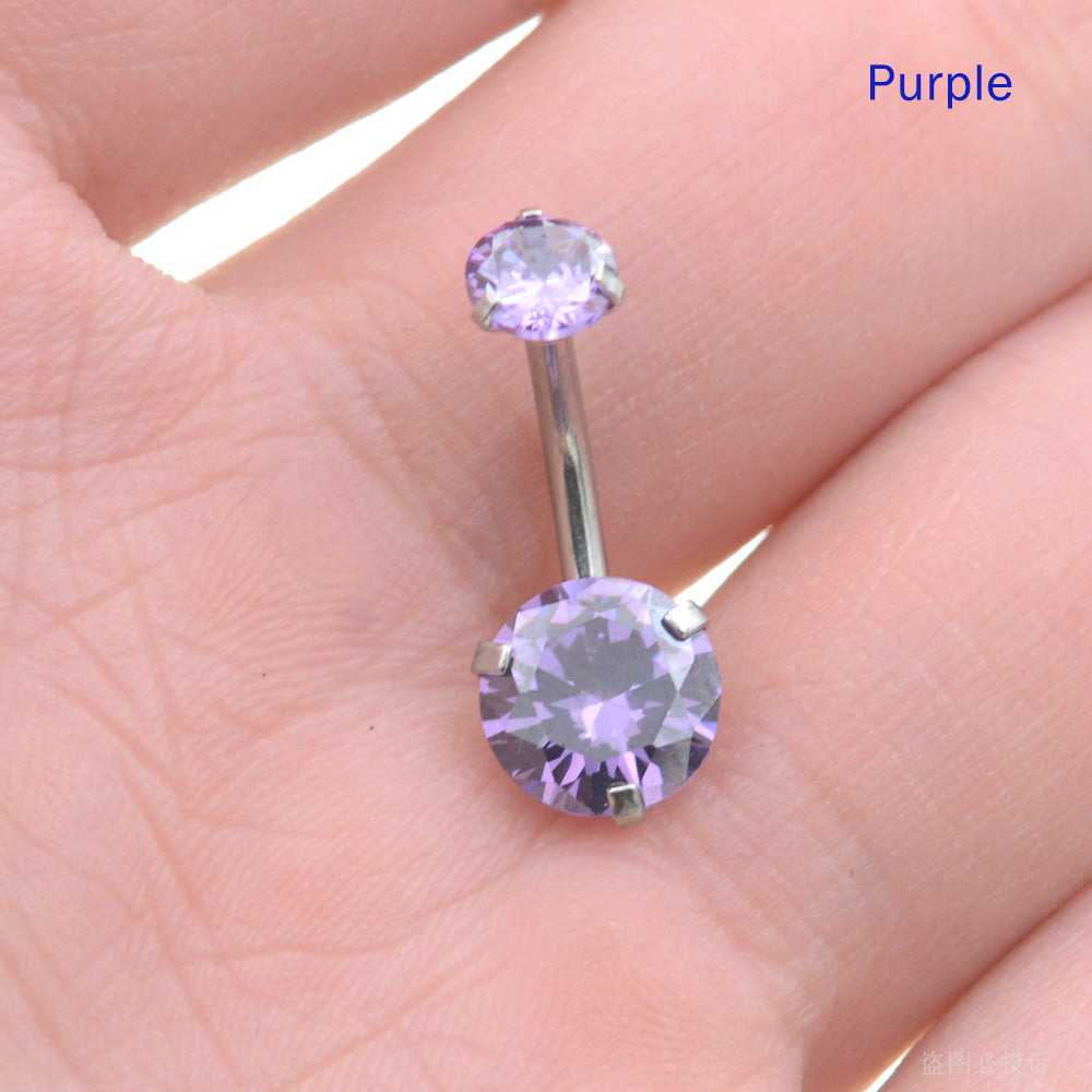 1 Piece Round Crystal Zircon Belly Button Rings Navel Piercing Barbell Jewelry