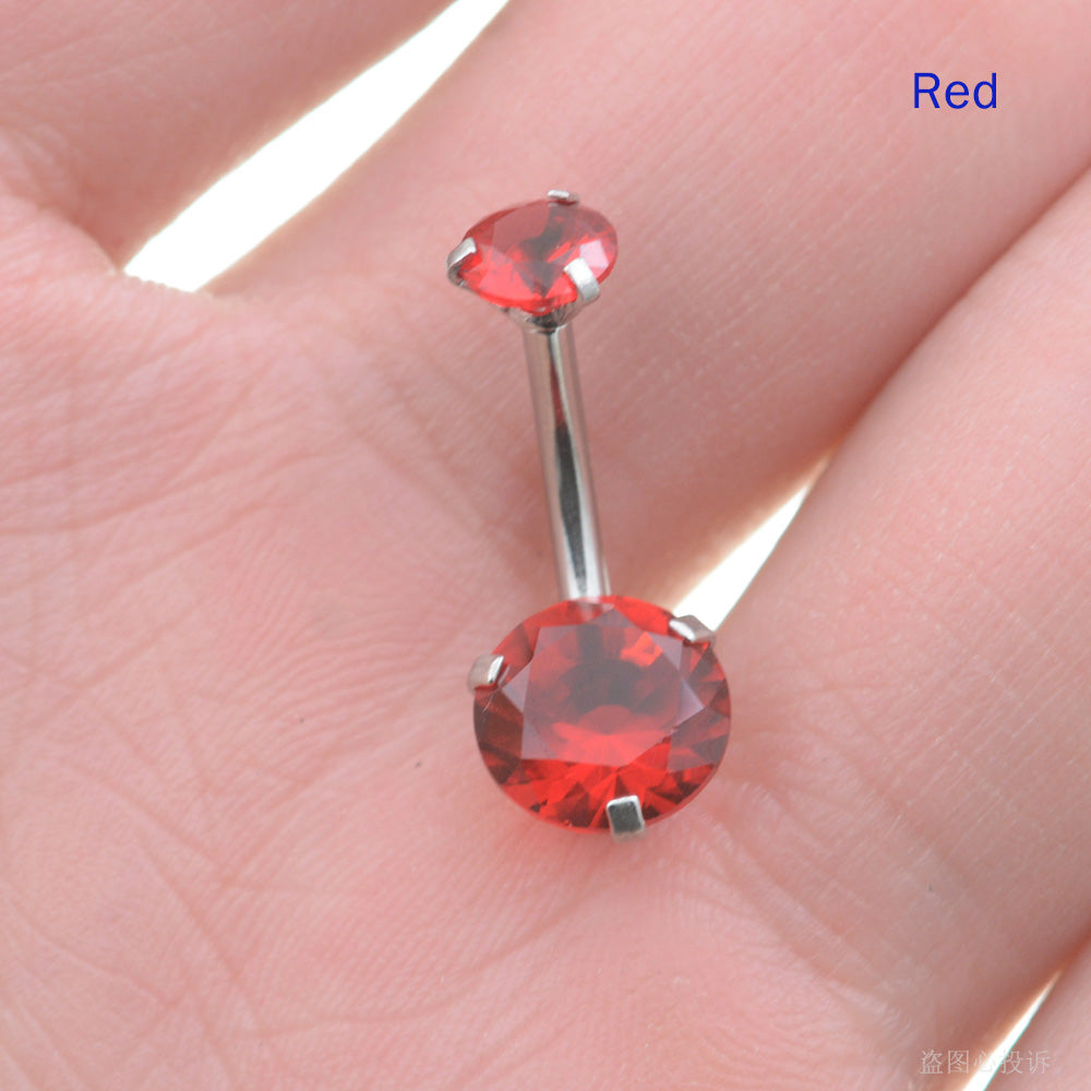 1 Piece Round Crystal Zircon Belly Button Rings Navel Piercing Barbell Jewelry