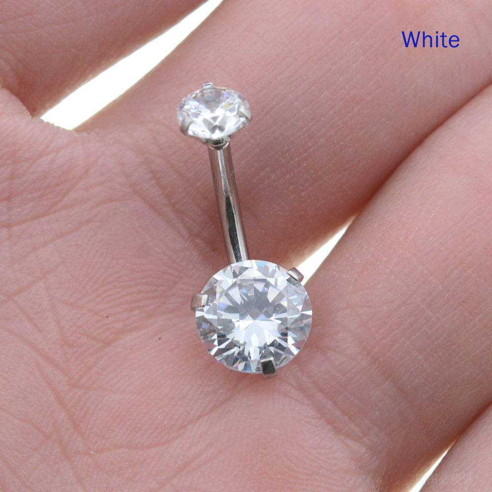 1 Piece Round Crystal Zircon Belly Button Rings Navel Piercing Barbell Jewelry